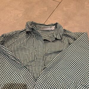 Green Gingham Button-Up Shirt